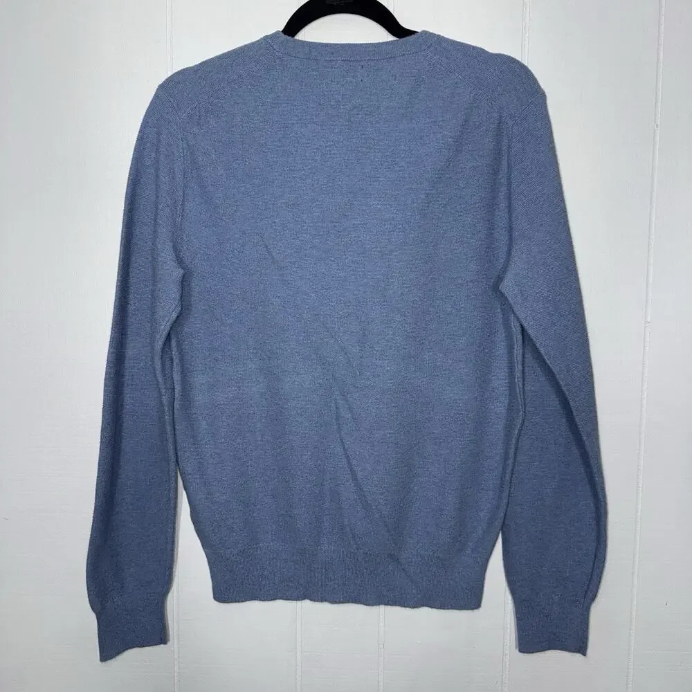 J. Crew Men’s Cotton Crewneck Sweater Garter Stitch Blue Size Small
